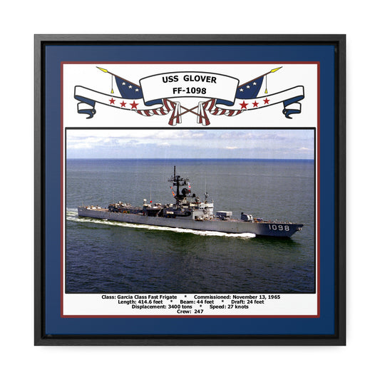 USS Glover FF-1098 Navy Floating Frame Photo Front View