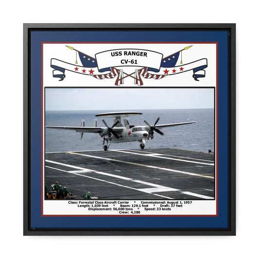 USS Ranger CV-61 Navy Floating Frame Photo Front View