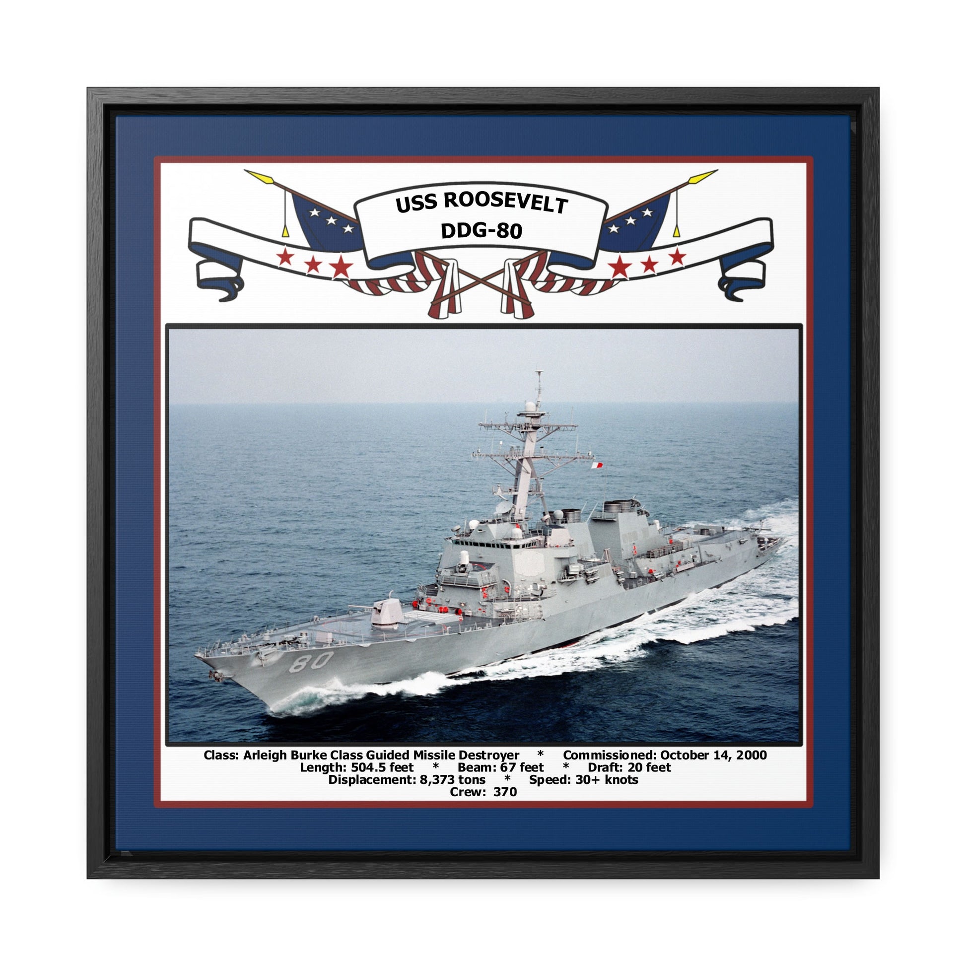 USS Roosevelt DDG-80 Navy Floating Frame Photo Front View
