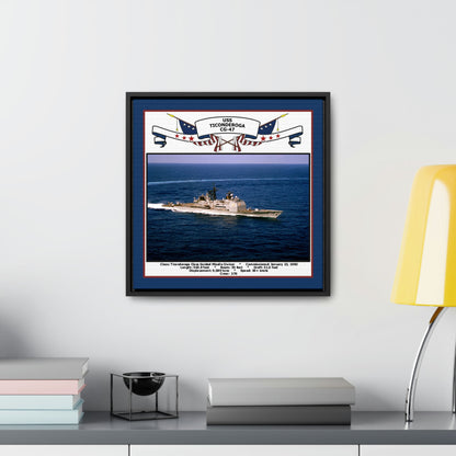 USS Ticonderoga CG-47 Navy Floating Frame Photo Desk View