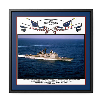 USS Ticonderoga CG-47 Navy Floating Frame Photo Front View