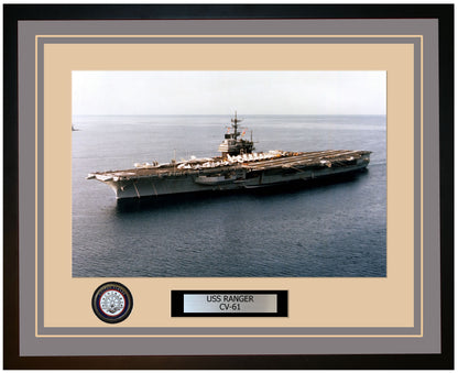 USS RANGER CV-61 Framed Navy Ship Photo Burgundy – Navy Emporium