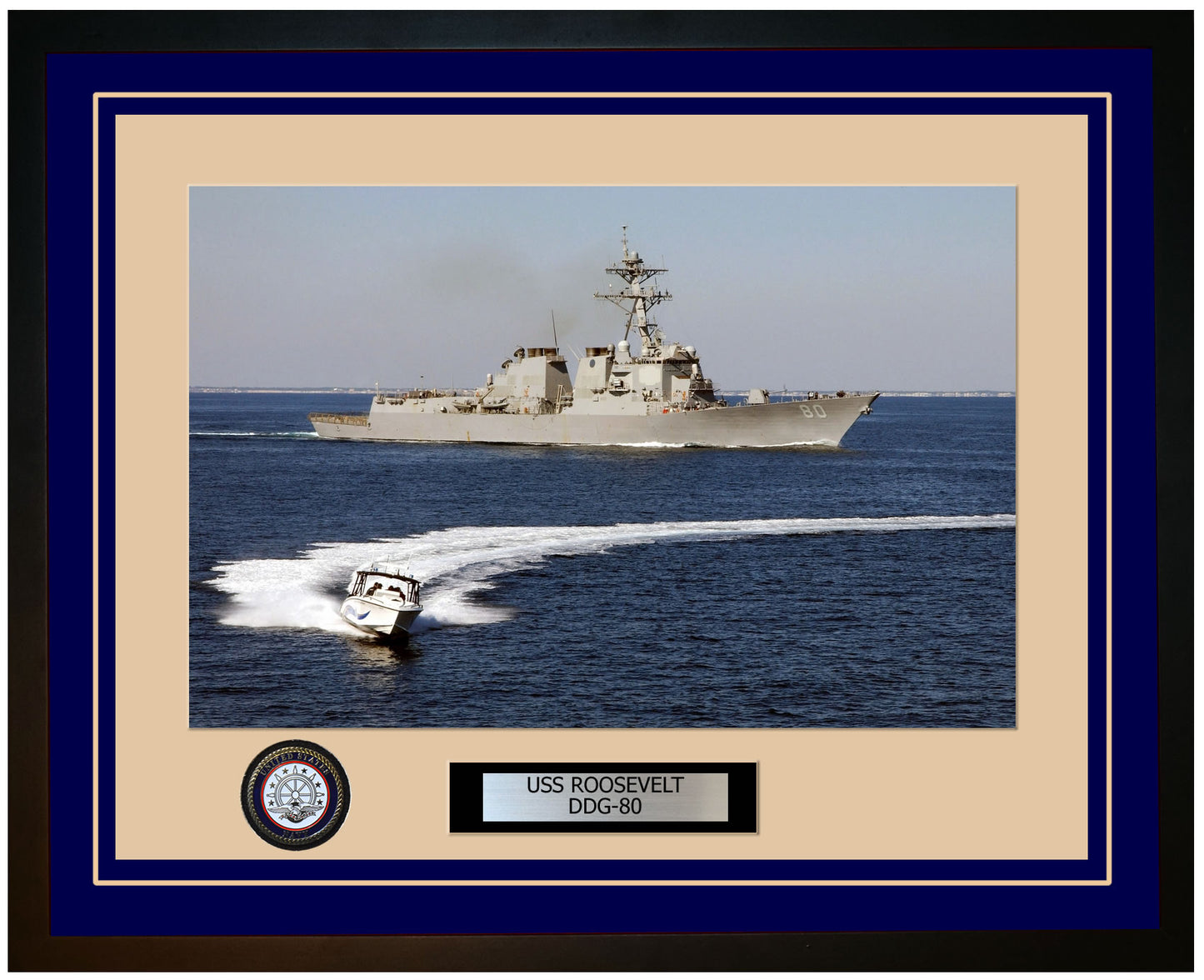 USS ROOSEVELT DDG-80 Framed Navy Ship Photo Blue