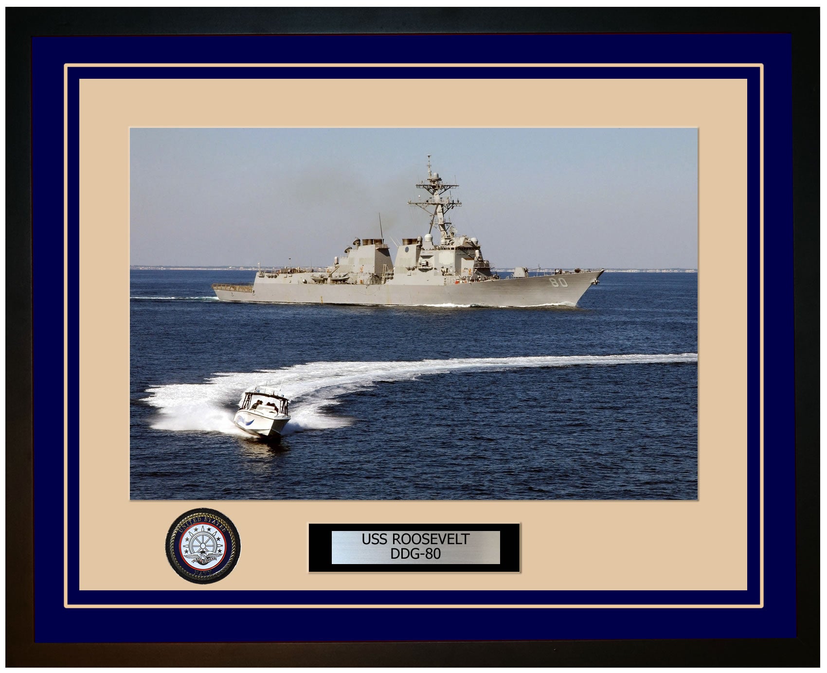 USS ROOSEVELT DDG-80 Framed Navy Ship Photo Blue