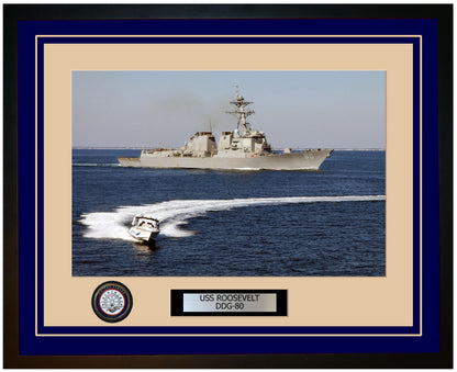 USS ROOSEVELT DDG-80 Framed Navy Ship Photo Blue