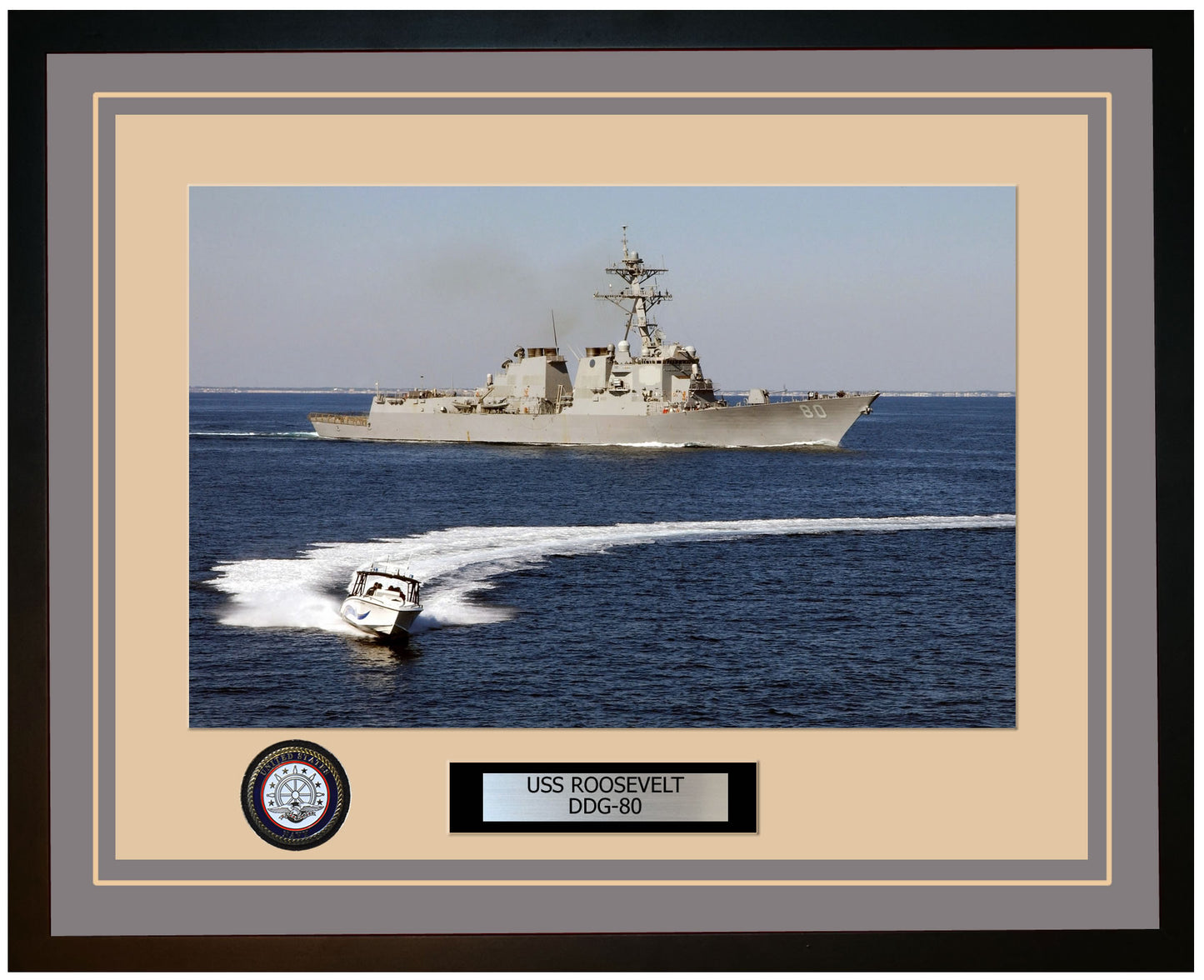 USS ROOSEVELT DDG-80 Framed Navy Ship Photo Grey