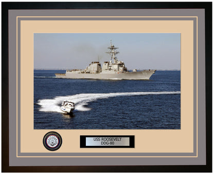 USS ROOSEVELT DDG-80 Framed Navy Ship Photo Grey