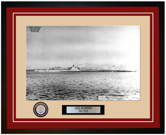 USS Bumper SS-333 Framed Navy Ship Photo Burgundy