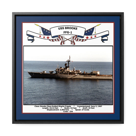USS Brooke FFG-1 Navy Floating Frame Photo Front View