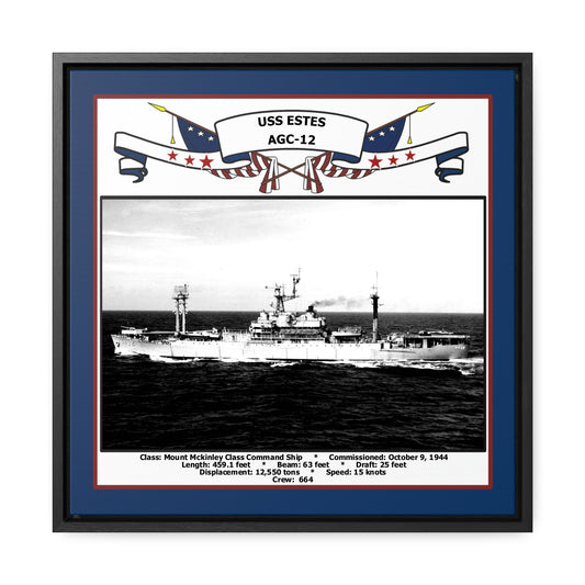USS Estes AGC-12 Navy Floating Frame Photo Front View