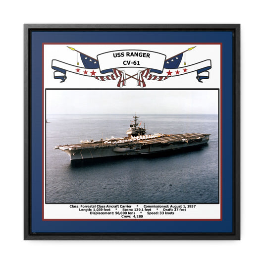 USS Ranger CV-61 Navy Floating Frame Photo Front View