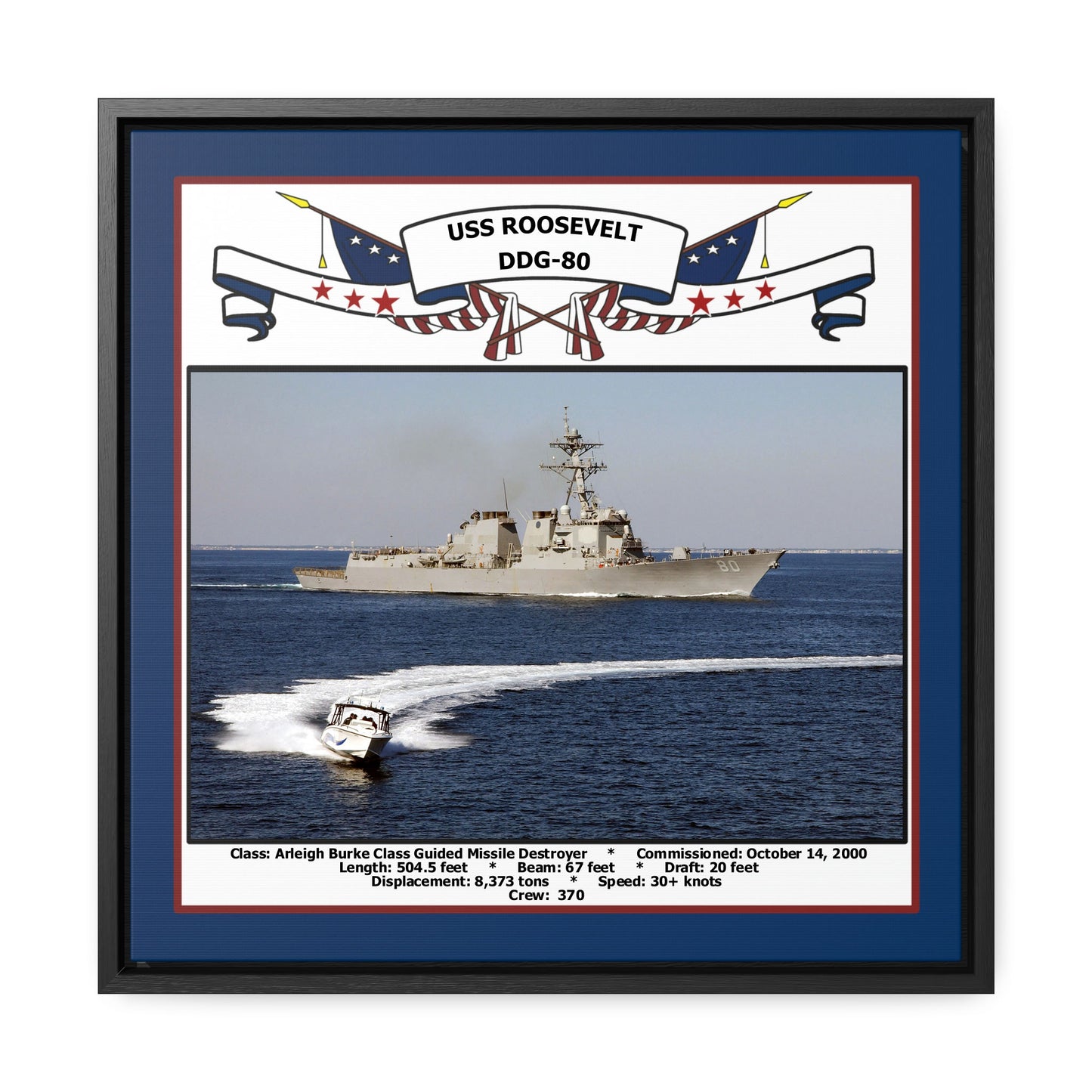 USS Roosevelt DDG-80 Navy Floating Frame Photo Front View