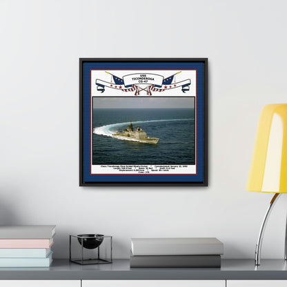 USS Ticonderoga CG-47 Navy Floating Frame Photo Desk View