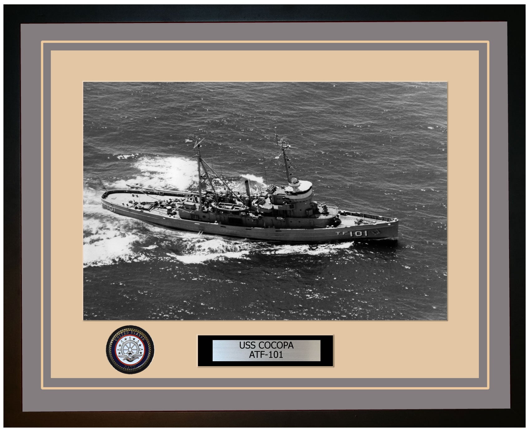 USS COCOPA ATF-101 Framed Navy Ship Photo Grey