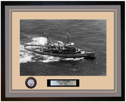 USS COCOPA ATF-101 Framed Navy Ship Photo Grey