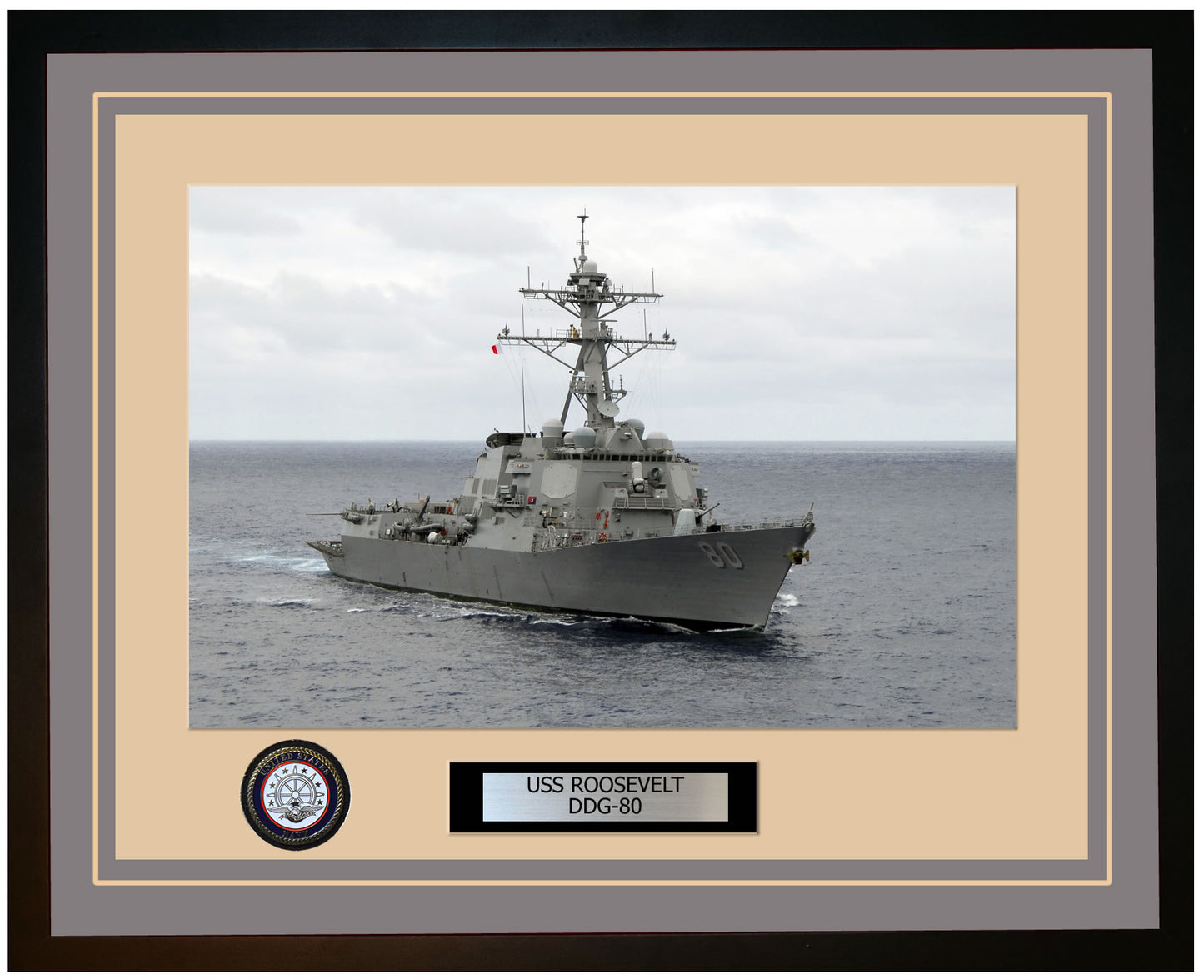 USS ROOSEVELT DDG-80 Framed Navy Ship Photo Grey