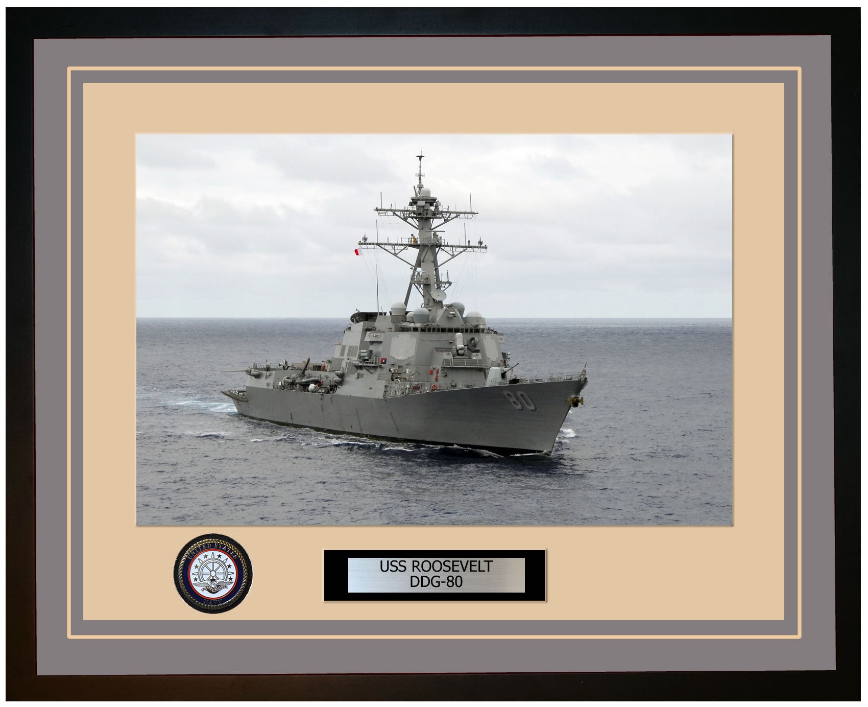 USS ROOSEVELT DDG-80 Framed Navy Ship Photo Grey