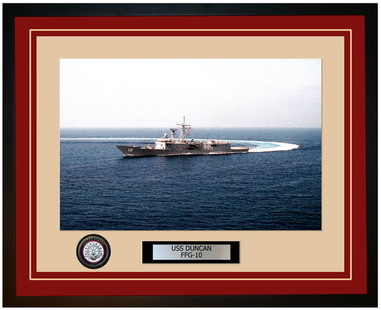 USS DUNCAN FFG-10 Framed Navy Ship Photo Burgundy