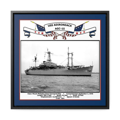 USS Adirondack AGC-15 Navy Floating Frame Photo Front View