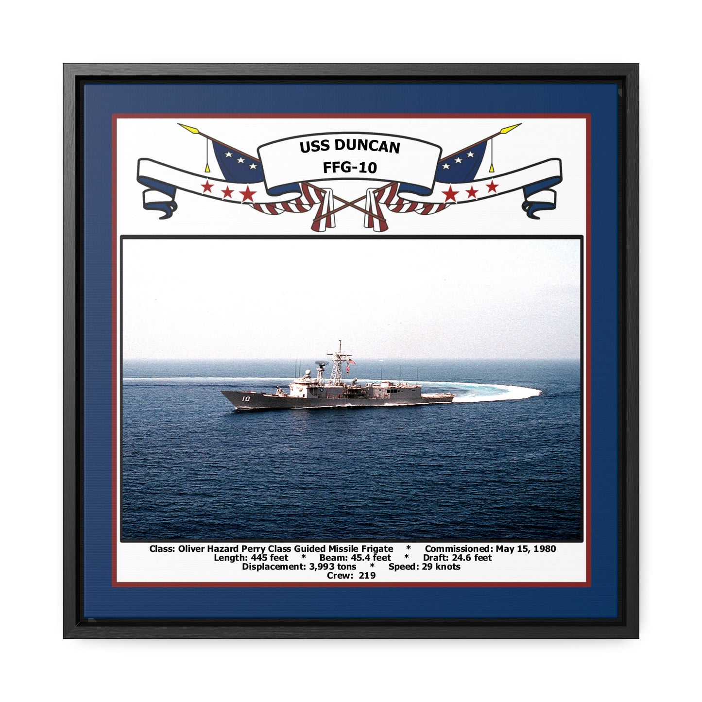 USS Duncan FFG-10 Navy Floating Frame Photo Front View