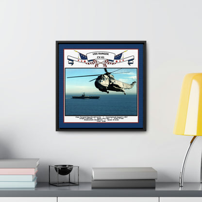 USS Ranger CV-61 Navy Floating Frame Photo Desk View