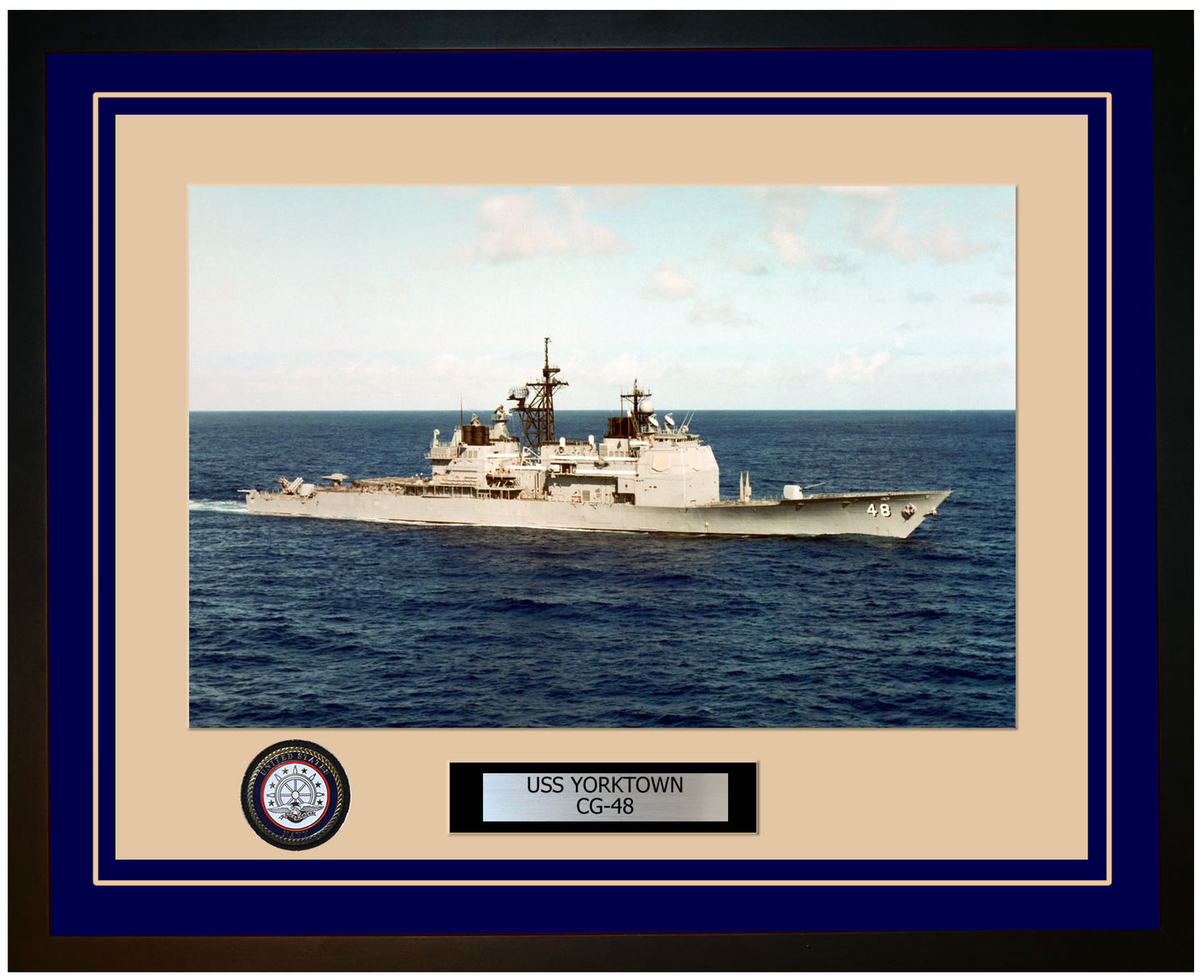USS YORKTOWN CG-48 Framed Navy Ship Photo Blue