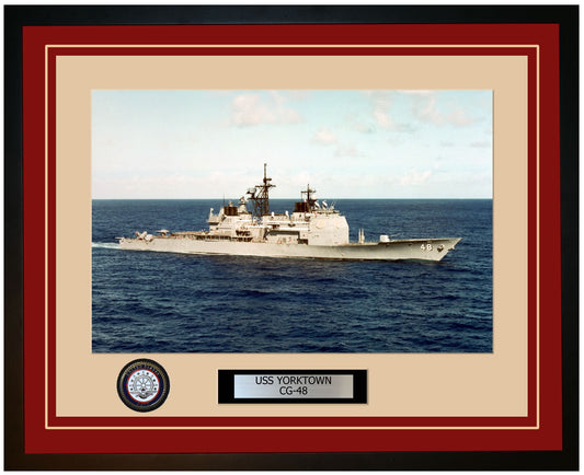 USS YORKTOWN CG-48 Framed Navy Ship Photo Burgundy