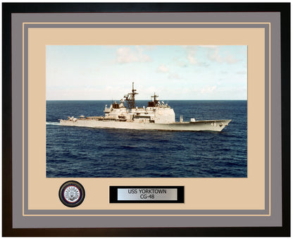 USS YORKTOWN CG-48 Framed Navy Ship Photo Grey