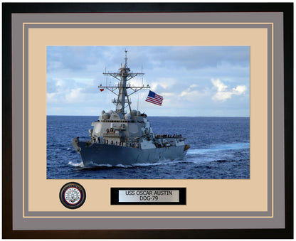 USS OSCAR AUSTIN DDG-79 Framed Navy Ship Photo Grey