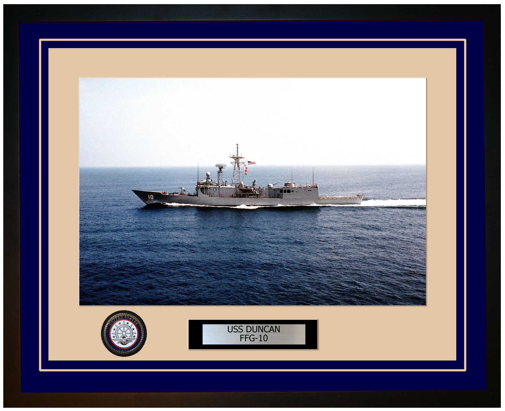 USS DUNCAN FFG-10 Framed Navy Ship Photo Blue