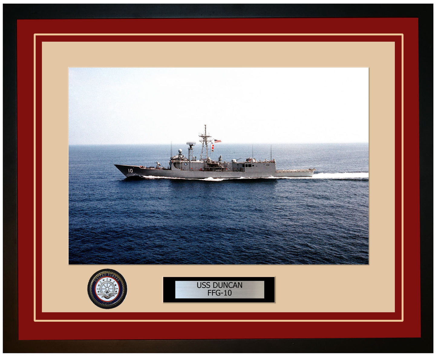 USS DUNCAN FFG-10 Framed Navy Ship Photo Burgundy