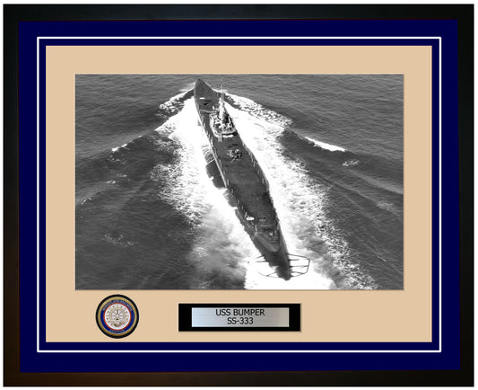 USS Bumper SS-333 Framed Navy Ship Photo Blue