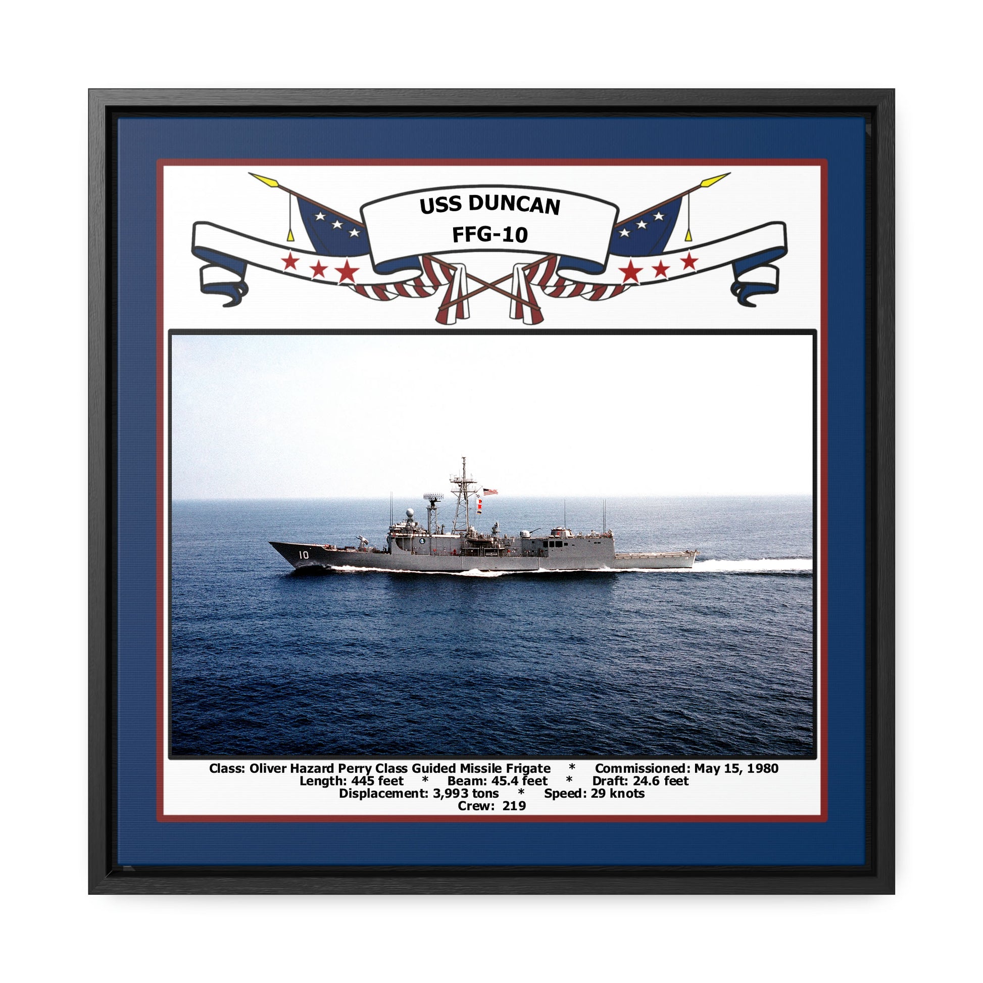 USS Duncan FFG-10 Navy Floating Frame Photo Front View