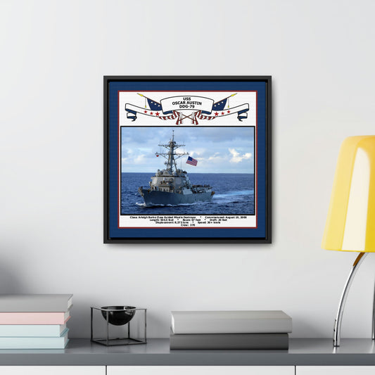 USS Oscar Austin DDG-79 Navy Floating Frame Photo Desk View