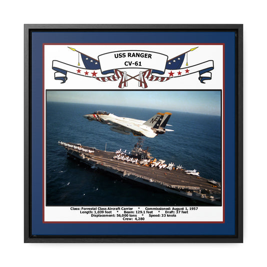 USS Ranger CV-61 Navy Floating Frame Photo Front View