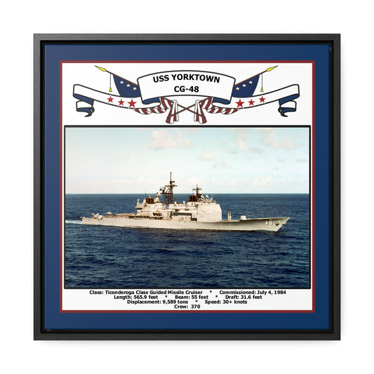 USS Yorktown CG-48 Navy Floating Frame Photo Front View