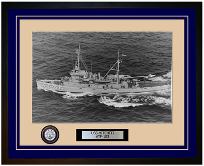 USS HITCHITI ATF-103 Framed Navy Ship Photo Blue
