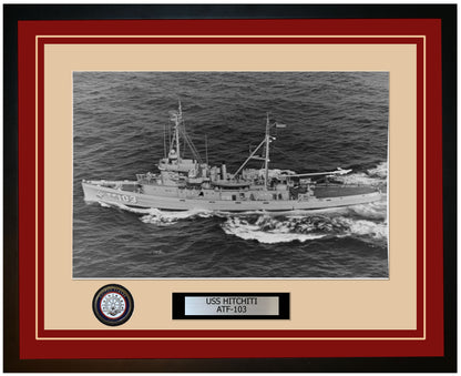 USS HITCHITI ATF-103 Framed Navy Ship Photo Burgundy