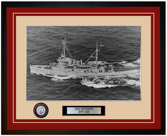 USS HITCHITI ATF-103 Framed Navy Ship Photo Burgundy