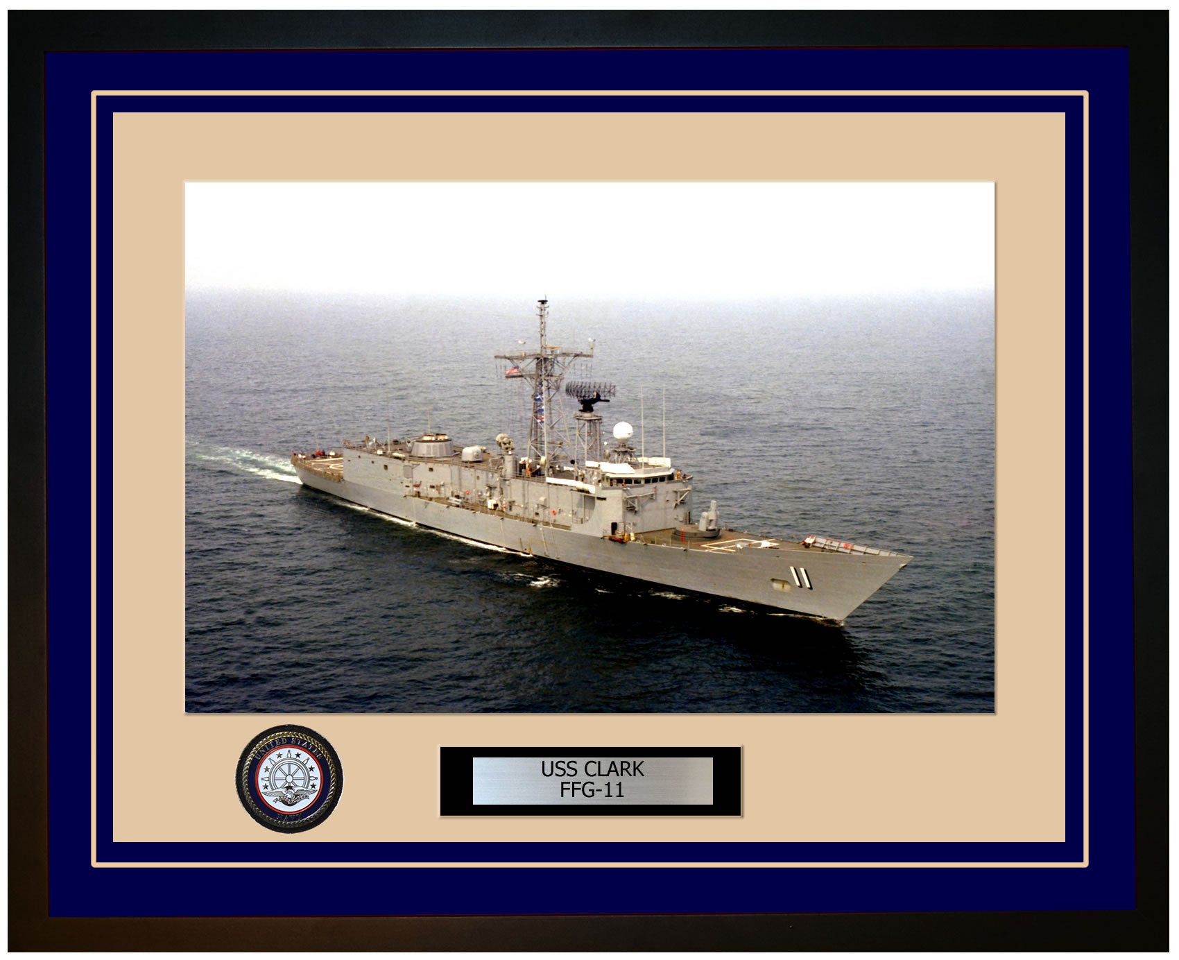 USS CLARK FFG-11 Framed Navy Ship Photo Blue