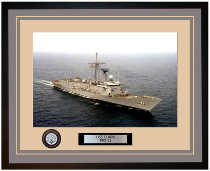 USS CLARK FFG-11 Framed Navy Ship Photo Grey