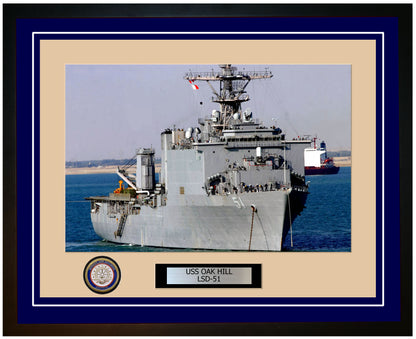 USS Oak Hill LSD-51 Framed Navy Ship Photo Blue