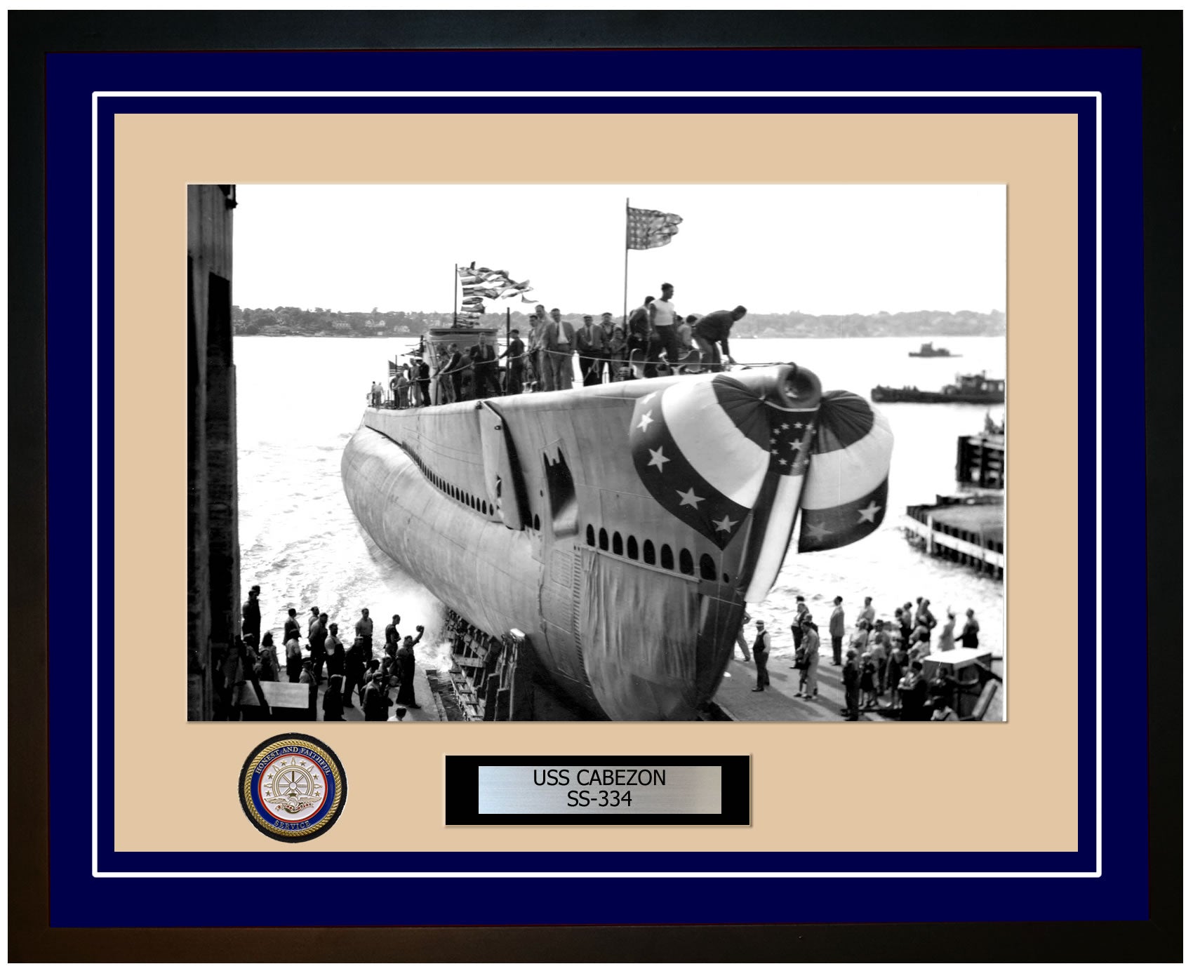 USS Cabezon SS-334 Framed Navy Ship Photo Blue