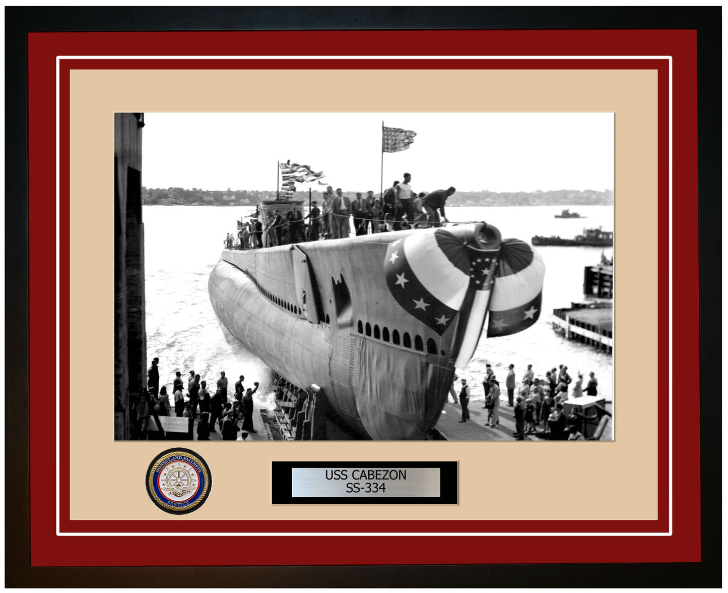 USS Cabezon SS-334 Framed Navy Ship Photo Burgundy