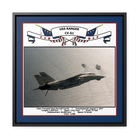 USS Ranger CV-61 Navy Floating Frame Photo Front View