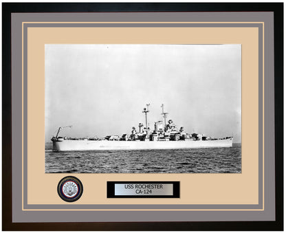 USS ROCHESTER CA-124 Framed Navy Ship Photo Grey