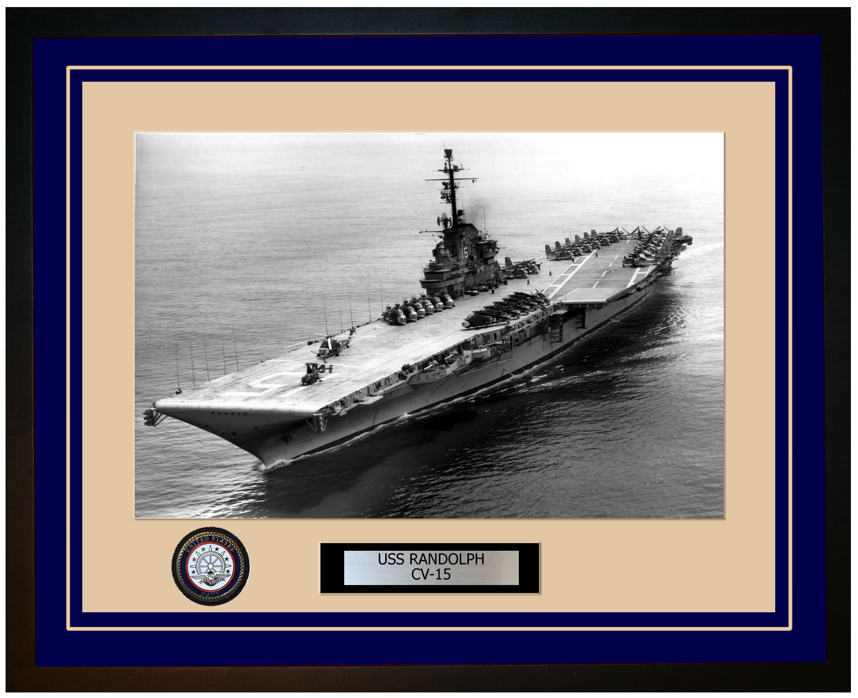 USS RANDOLPH CV-15 Framed Navy Ship Photo Blue
