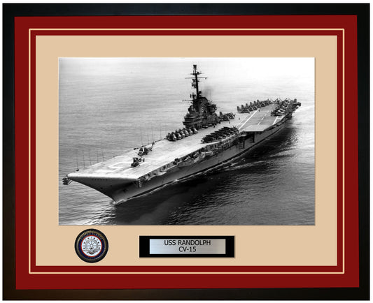 USS RANDOLPH CV-15 Framed Navy Ship Photo Burgundy