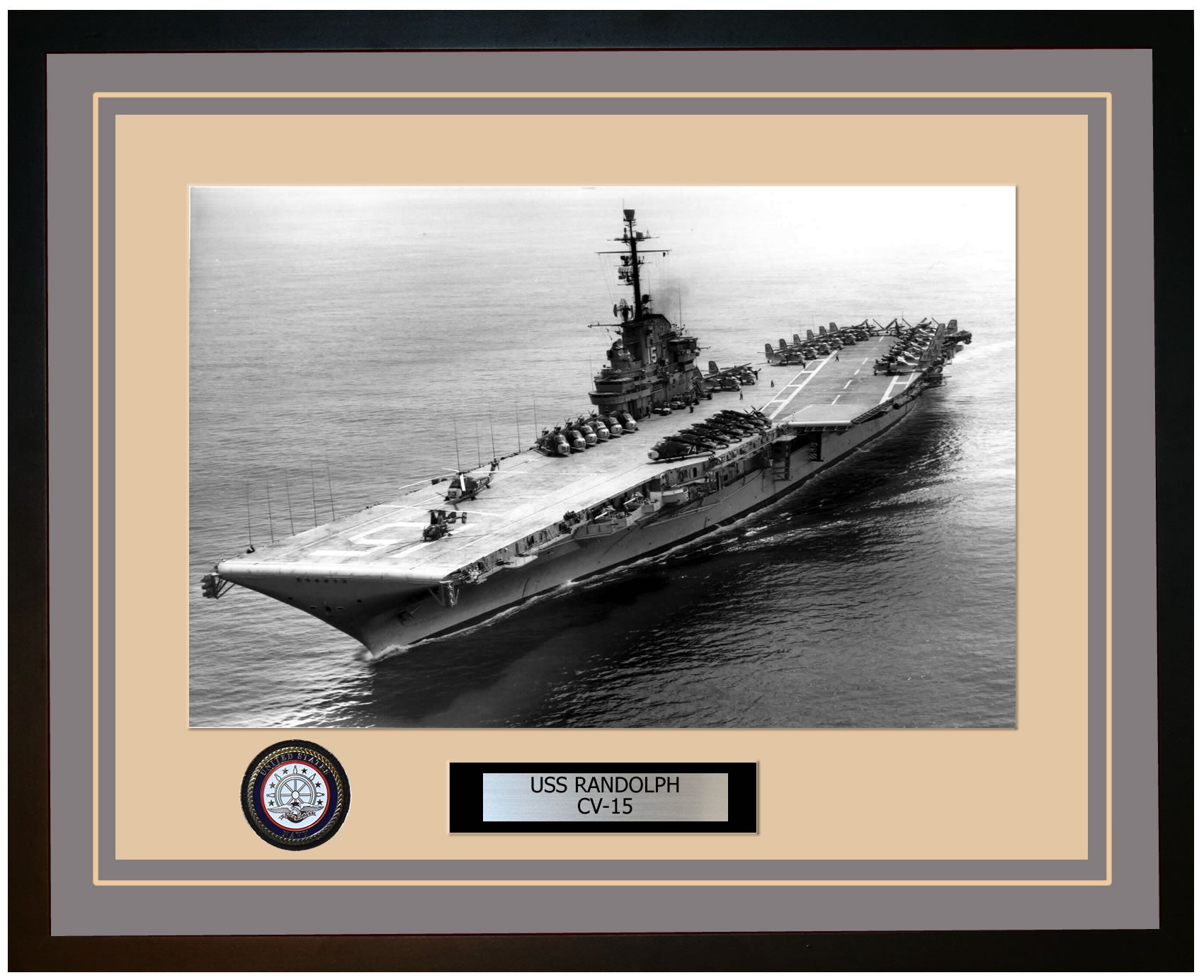 THE  NAVY リトグラフ1840年 USS RANDOLPH CV-15 Framed Navy Ship Photo Burgundy – Navy Emporium
