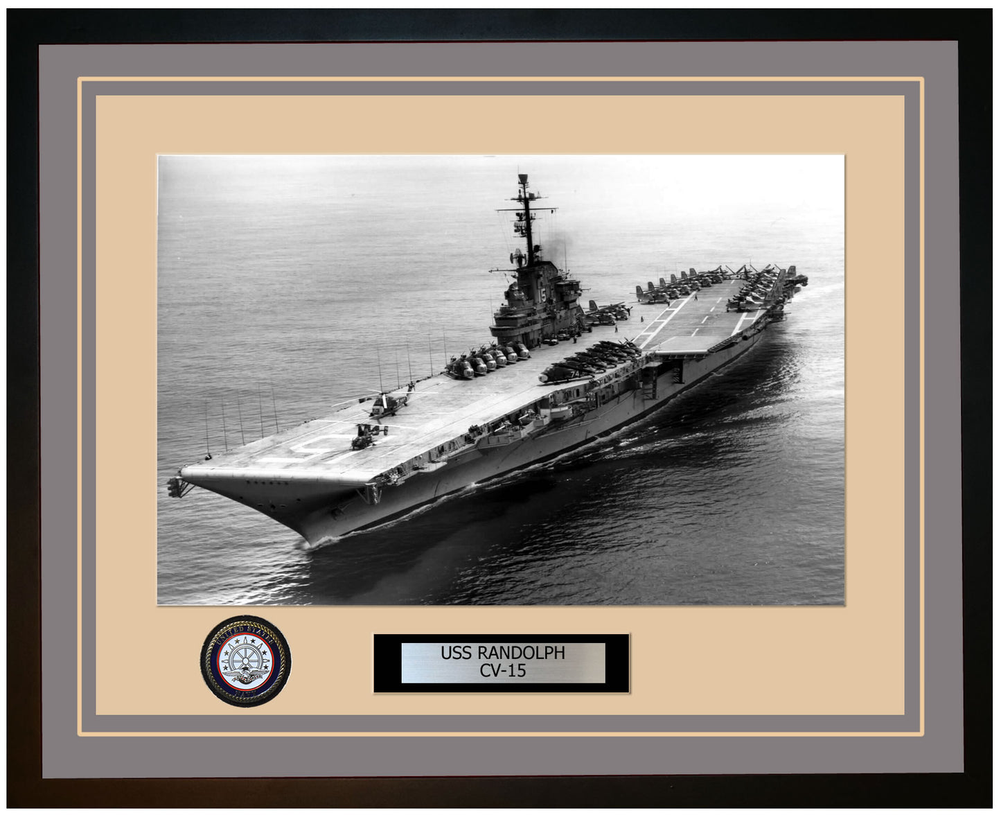 USS RANDOLPH CV-15 Framed Navy Ship Photo Grey